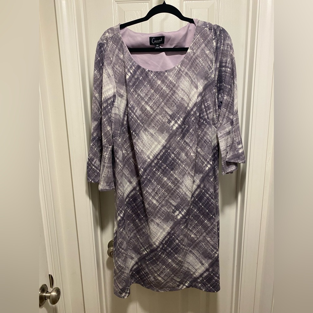 Connected Apparel Purple Plaid Long Sleeve Dress